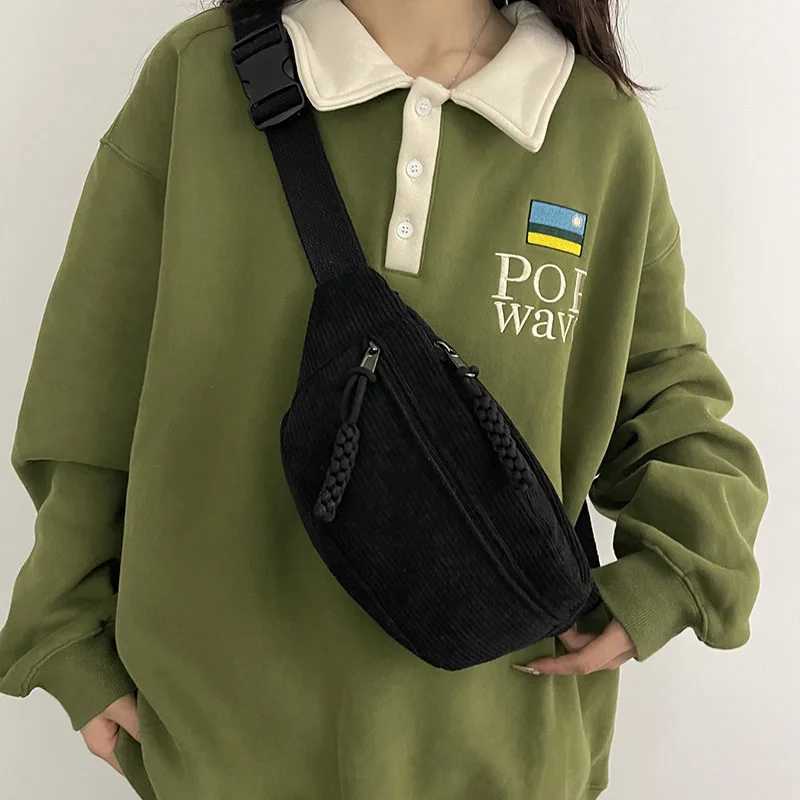 Women Waist Pack Large Capacity Corduroy Fanny Pack Street Style Chest Bag Fashion Shoulder Crossbody Bags Casual Waist Belt Bag Z251021