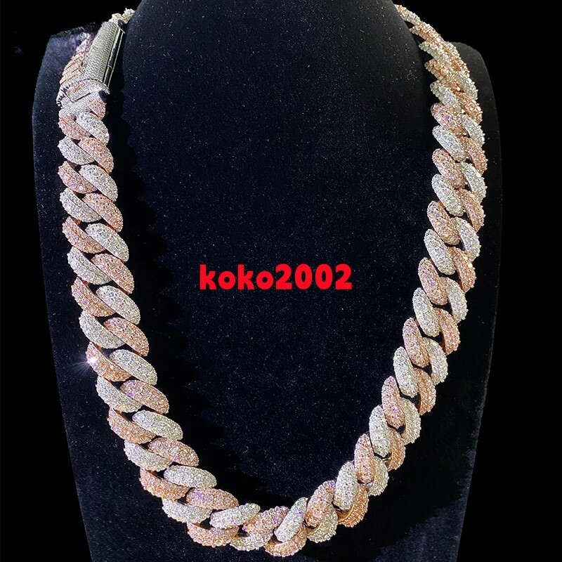 14K Rose Gold VVS Moissanite Diamond Chain High Quality Customized Cuban Chain GRA Certified Hip Hop Wedding Jewelry for Men