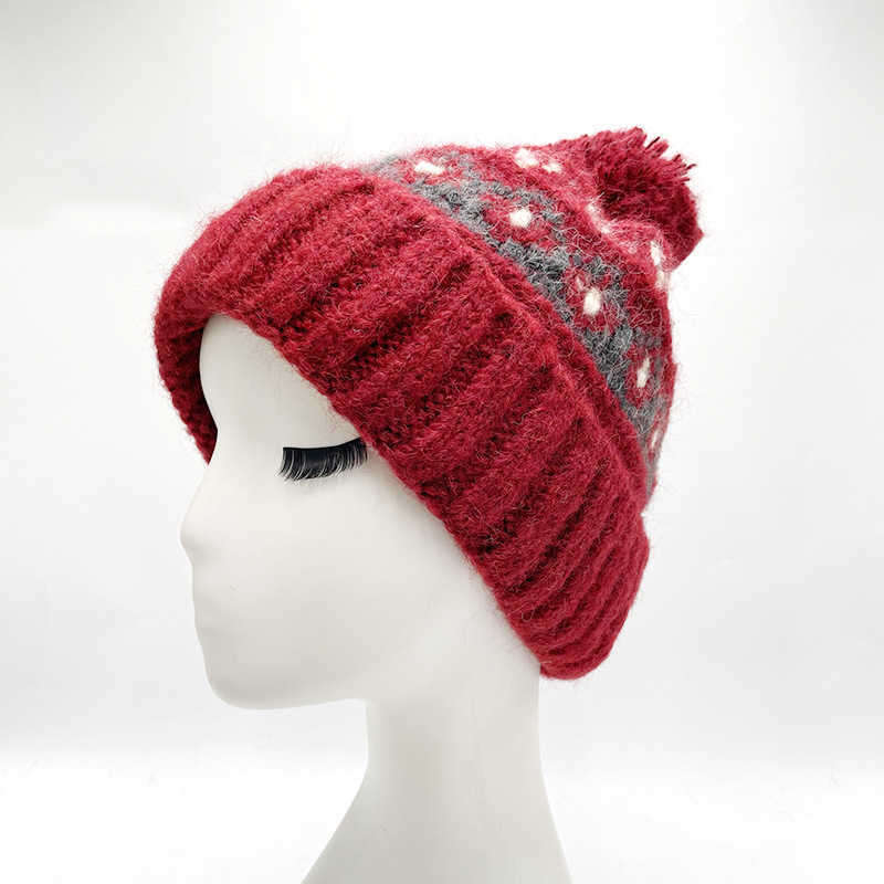 Melard Series Jacquard Knitted Hat Versatile Slimming Thickened Warm Ear Protection Knitted Hat with Lining H251020