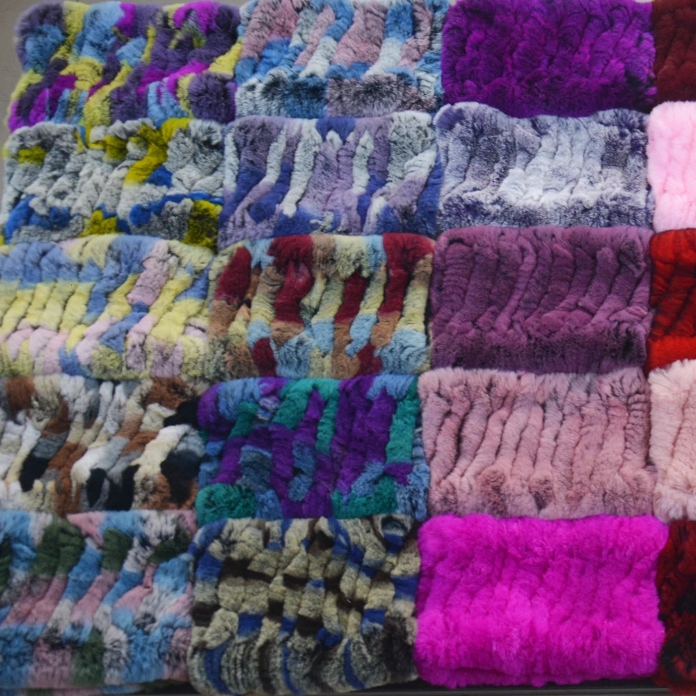 Women Handmade Stretch 100 Real Rex Fur Scarf Knit Genuine Rex Rabbit Fur Headbands Girls Real Natural Rabbit Fur Ring Scarves 251021