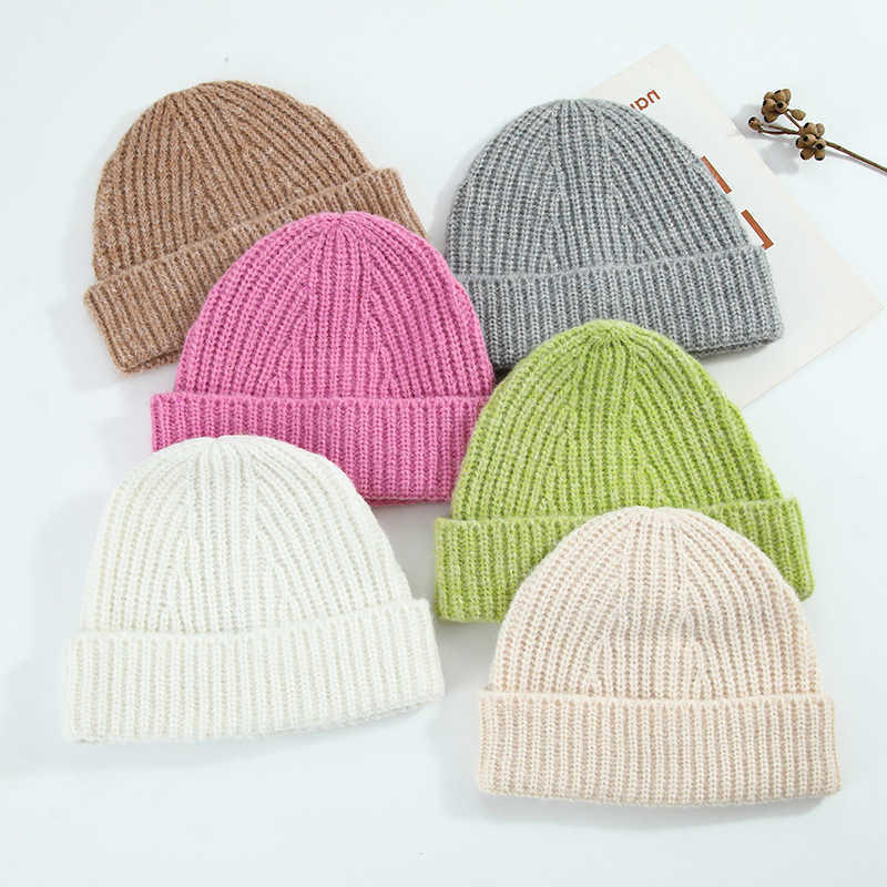 Colors Unisex Winter Hat Large Head Circumference Warm Simple Wool Blend Solid Color Cuffed Knit Hat Cold Hat H251020