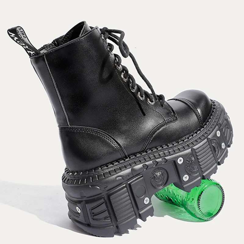Women Punk Boots Platform Personalized Shoes Leather Cool Boots Retro Chunky High Quality Lace Up Casual Outdoor Shoes 42251020