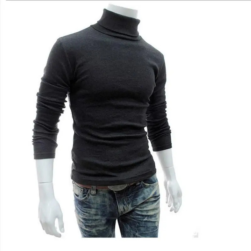 Fashion Men Sweater Solid Color Long Sleeve Turtleneck Sweater in Mens Pullovers Knitted Sweater Men Jersey Hombre Cuello 251020