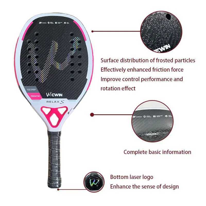 3K Camewin Beach Tennis Racket Full Carbon Fiber Rough Surface Outdoor Sports Racket For Men Women Adult Senior Player 2025 New W251021