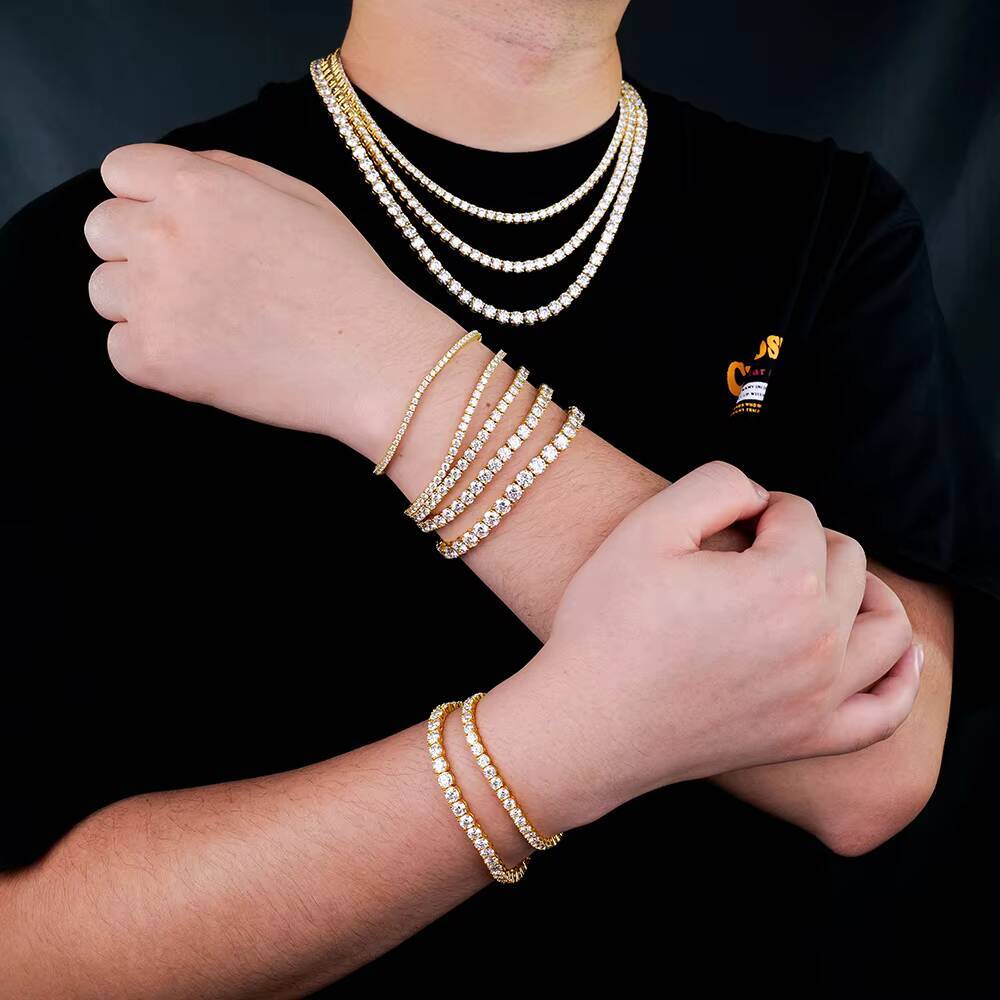 Wholesale Men Women Hip Hop Gra Certified Jewelry Sterling 925 Silver Vvs Diamond Mossanite Moissanite Tennis Chain Bracelet