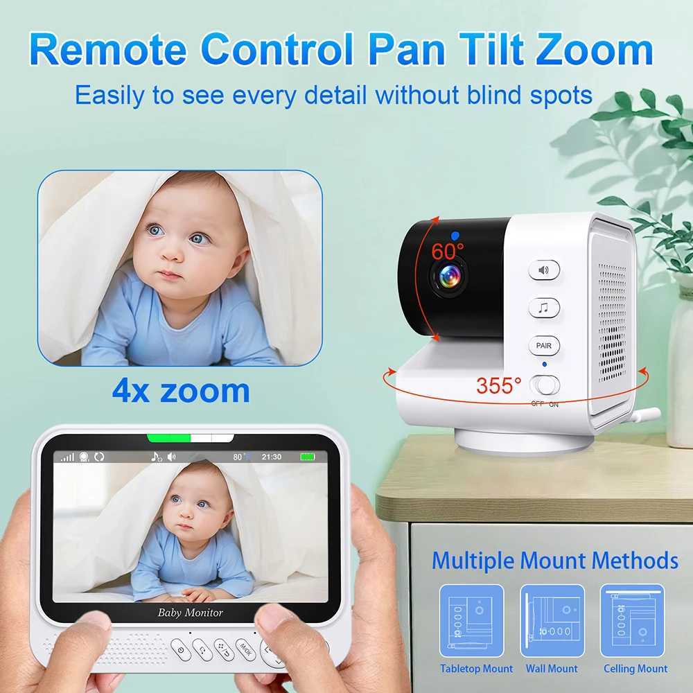 70 Inch wireless Video Baby Monitor No WiFi 4X Zoom 2Way Audio Night Vision 5000mAh Battery Protection Surveillance Video Cam J251121