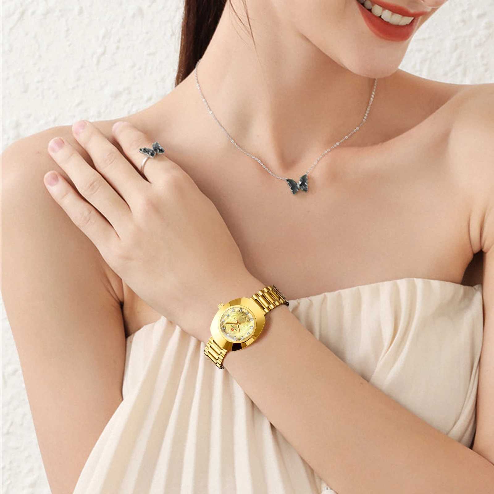 2024 New Women Oval 34mm Stainl Steel Quartz Movement Brand Luxury Water Diamond Gold Black Casual Dr BanquetXJ251021