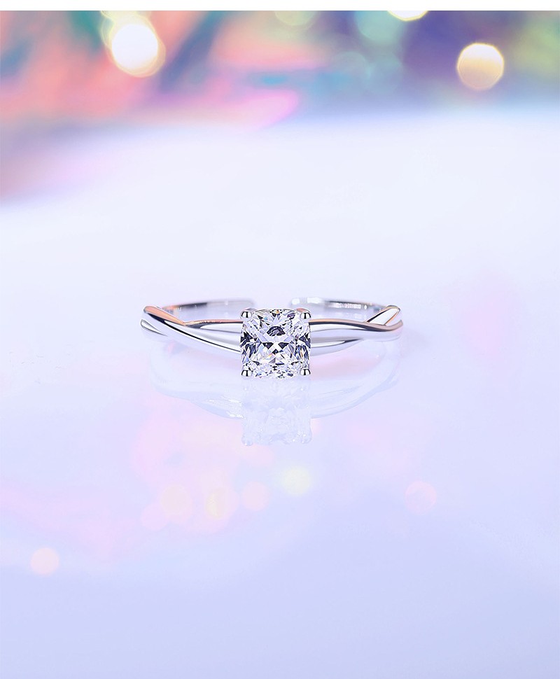 TaiYang New S925 Sterling Silver Mobius Emerald Green Ring, Unique Interwoven Adjustable Open Band for Women