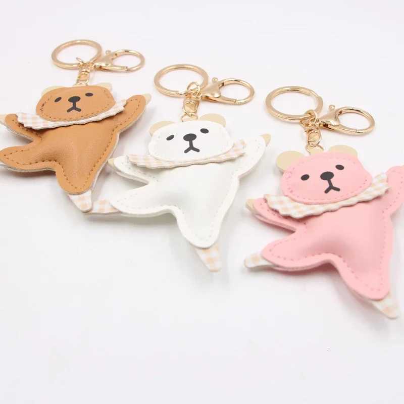 Creative Ballet Dance Leather Pink Bear Car Keychain Cute Bag Pendant Fashion Key Chains for Women W251021