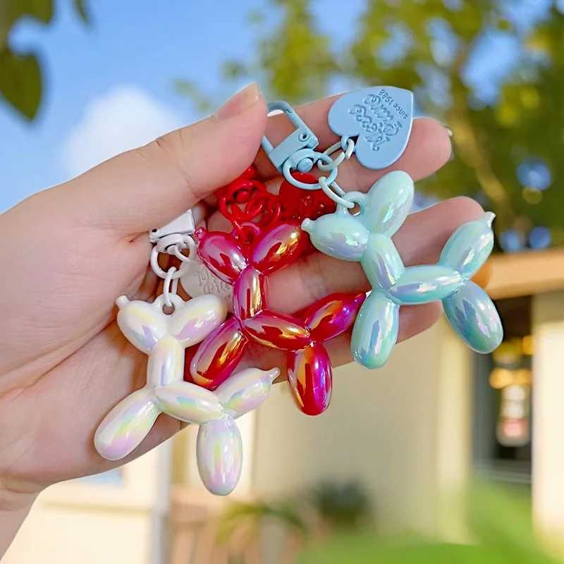 Cute Acrylic Cartoon Balloon Dog Keychains for Women Y2K Bag Pendant Couple Car Key Chains Jewelry Gift Decoration Accessories W251021