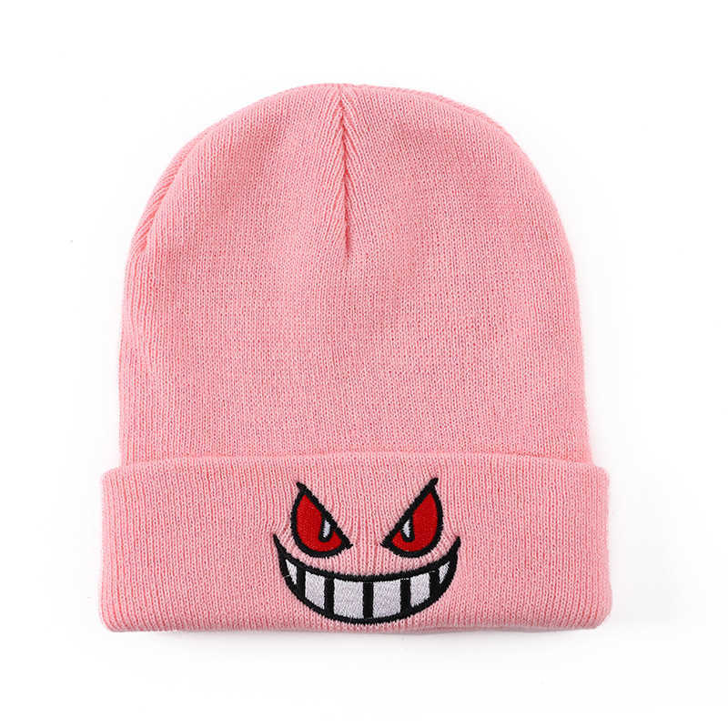 New Embroidered Knitted Hat Cartoon Gengar Creative Knitted Hat Autumn Winter Warm Ear Protection Breathable Cold Hat H251020