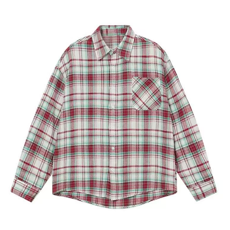 A simple and casual autumn shirt jacket for men with a retro checkered shirt
