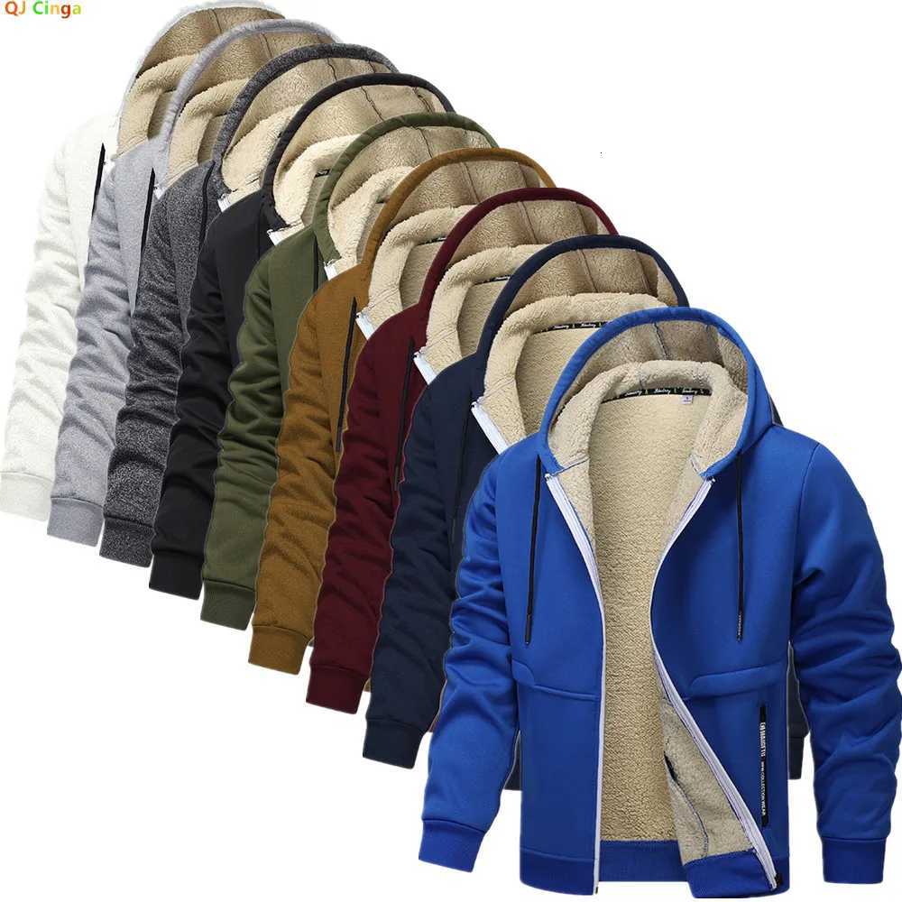 Blue FleeceLined Hoodie Jacket for Men Warm Comfortable Casual Style Male Coat Size M5XL 6XL W251021