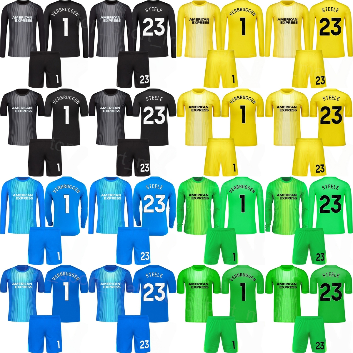Club Team Goalkeeper GK Soccer 1 Bart Verbruggen Jersey Set 25-26 Long Short Sleeve 23 Jason Steele 1 Robert Sanchez Goalie Football Shirt Kits Man Kids BuLaiDun