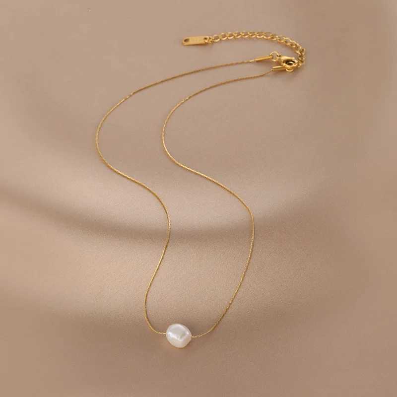 316L Stainless Steel New Fashion Fine Jewelry Natural Freshwater Pearl Charms Chain Choker Necklaces Pendant For Women XJ250717