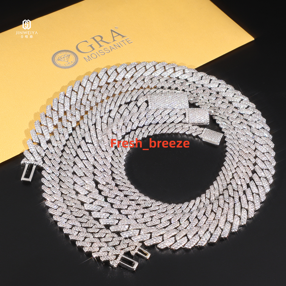 High Quality 8mm12mm Moissanite Jewelry VVS Hip Hop Cuban Link Chain for Men Fashionable Necklaces