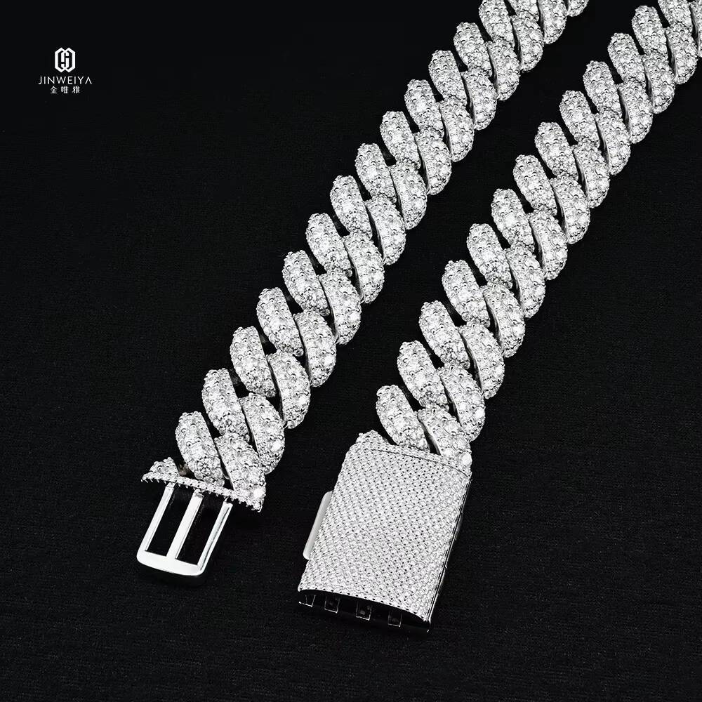 18mm Luxury Cuban Moissanite Chain 925 Sterling Silver Thick Iced Out VVS Clarity Hip Hop Style Raised Pointer Cuban Link Chain