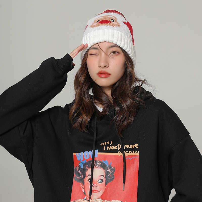 Christmas Knitted Hat with Sequins and Fashionable and Versatile Pullover Hat for Autumn and Winter Warm Wool Hat H251020