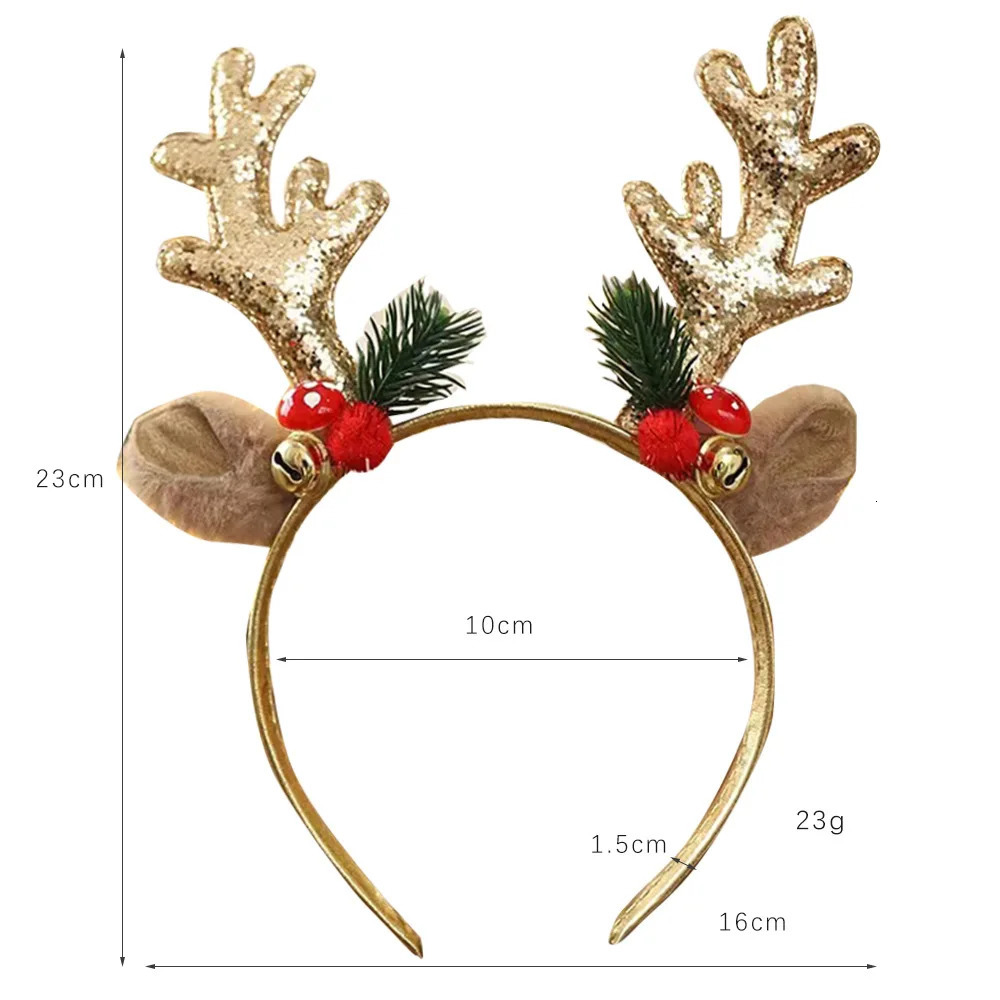 Christmas Glitter Deer Antlers Headband Party Dress Up Headwear Cute Cartoon Bell Reindeer Headband Gift for Friends 251021