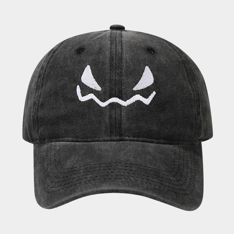 Creative New Funny Halloween Pumpkin Skull Embroidered Washed Vintage Baseball Cap Unisex Soft Brim Duckbill Cap H251020