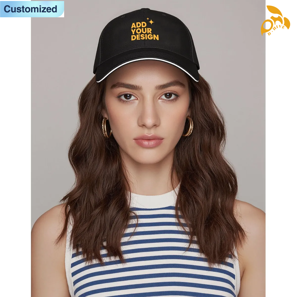 Free Shipping of Customized Sandwich Baseball Cap-6 Panels 6-Panel Structured Fit Sandwich Layer Design Sun-Protective Breathable Stylish All-Match Ca