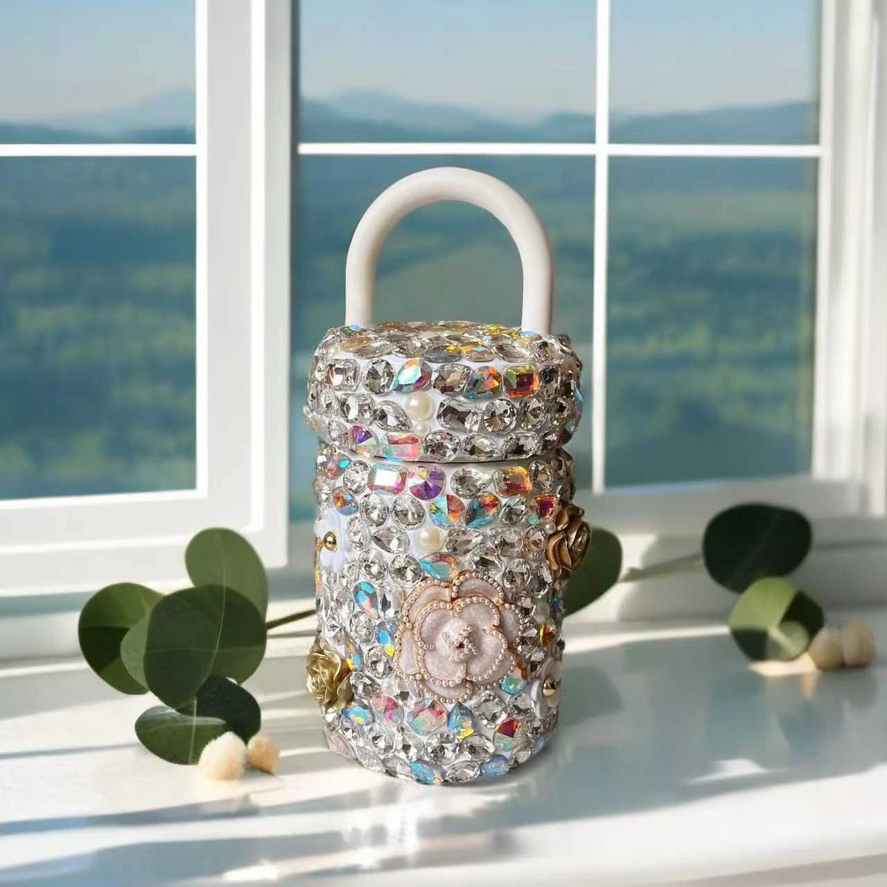 Fl Diamond lia Insated Cup 316 Stainless Steel Luxury Straight Handheld Portable Water Cup Large Capacity Vacuum Cup Y251021