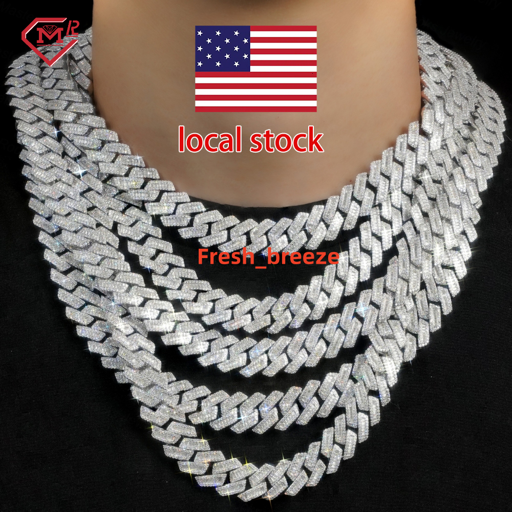In Stock 15mm Moissanite Cuban Link Chain Hiphop Jewelry 925 Silver Vvs Iced Out Moissanite Cuban