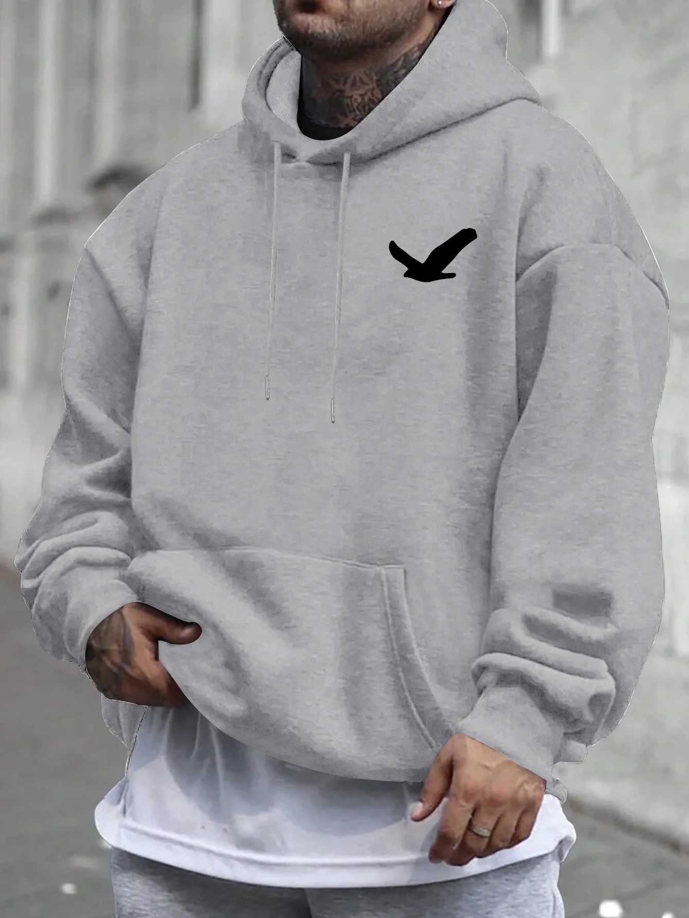 Mens Street Casual Hoodie with Printed Kangaroo Pockets A Fashionable Comfortable and Warm Outdoor Sweater Forautumn and Winter W251021