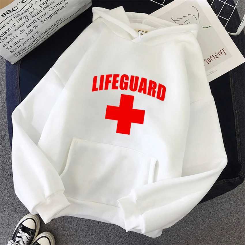 Meaningful Lifeguard Print Fashion Trend Harajuku Hoodie Suitable for Both Men and Women Comfortable Pullover for Autumn Winter W251021