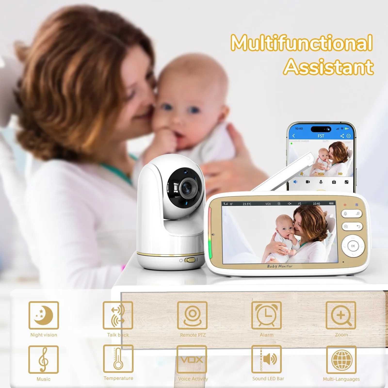 5 Inch Baby Monitor 3x Zoom PTZ Cam APPmonitor Dual Control WIFI Electronic Baby Sitter Two Way Audio Night Vision Baby Phone J251121