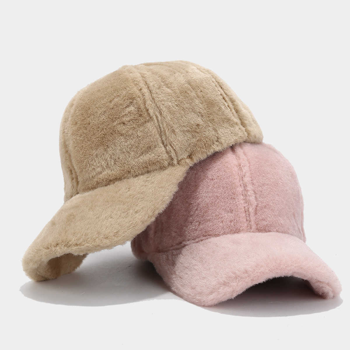 Winter Simple Solid Color Thickened Duckbill Cap Women Plush Coldproof Casual Baseball Cap Men Outdoor Sunshade Hat H251020 AKKB