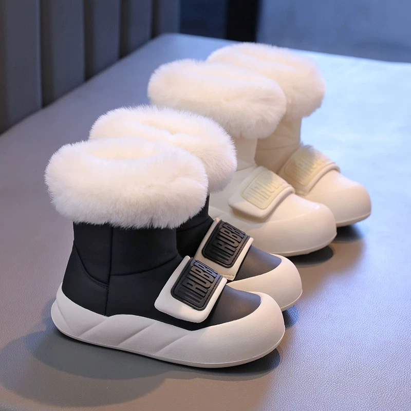 Fashionable children's snow boots simple girls' short boots winter thick warm princess boots medium and large children's cotton boots F