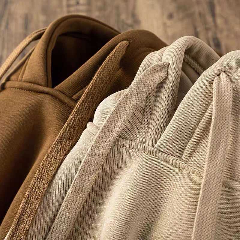 Earth Color 500g Heavy Spring Solid Color Thickened Hooded Sweater Solid Color Japanese Retro Casual Hoodie for Men and Women W251021
