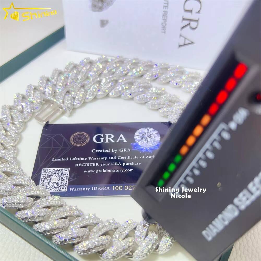 Top Quality Pass Diamond Tester Big Heavy Solid 925 Silver 20MM Men Miami Moissanite Cuban Link Chain
