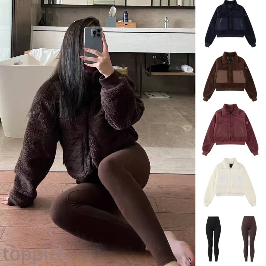 2026 Lamb fur Fur-lined warm coat Breathable Casual Comfortable Sports pants hoodies Designer Gym Pant hoodie yoga Leggings Set Women Clothes Coats