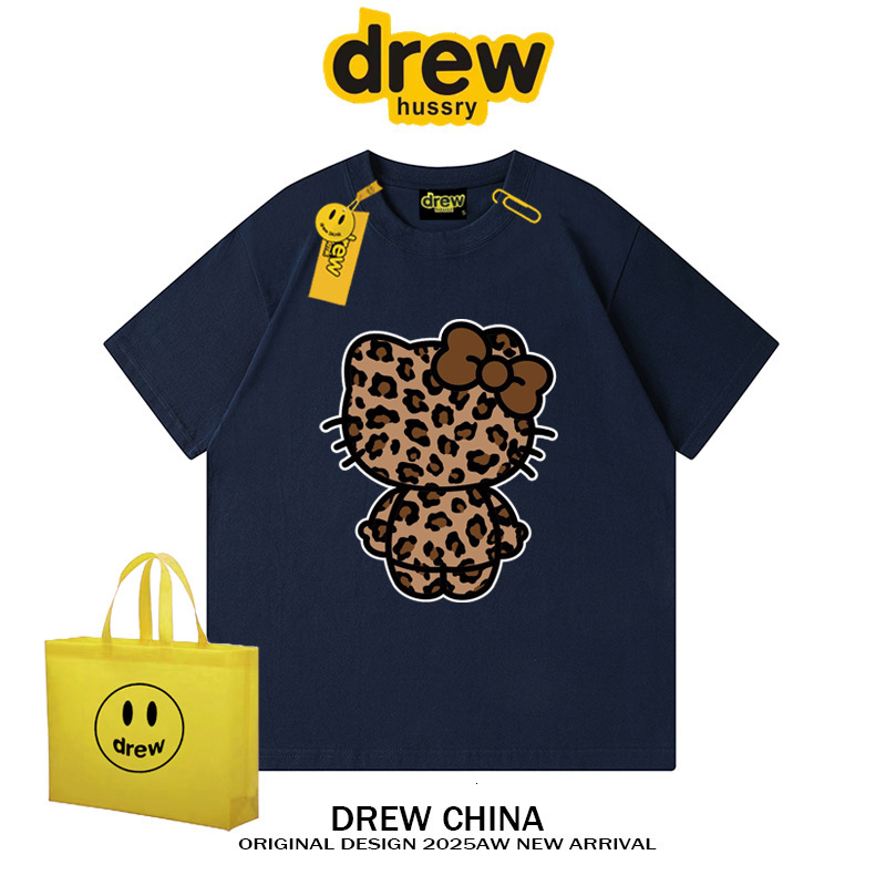 2025 American designer fashion leopard print autumn and winter retro loose luxury couple short sleeved T-shirt