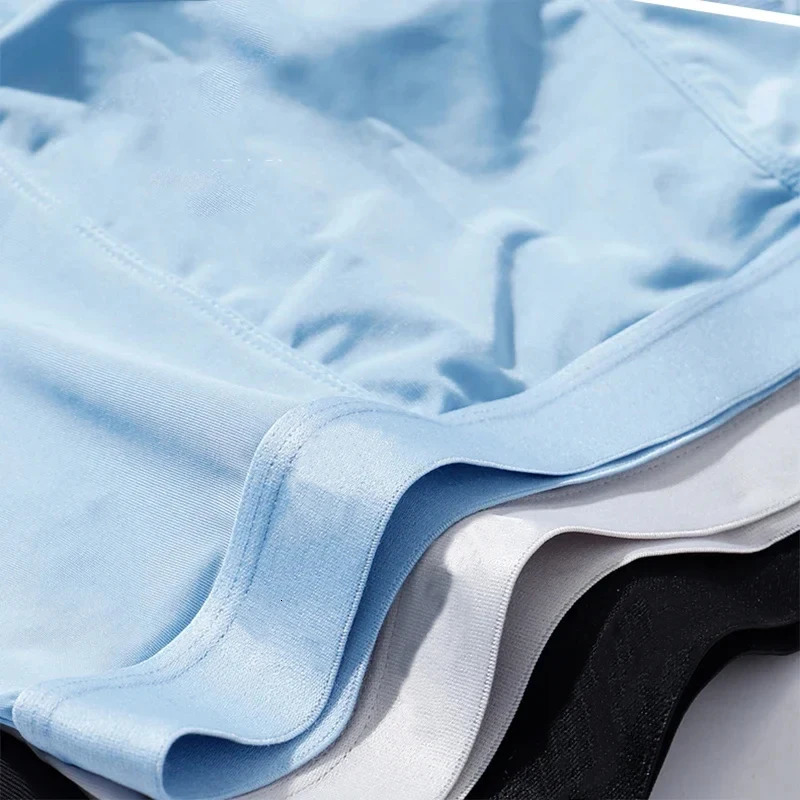 3Pack Set Summer Ice Silk Men Boxer Shorts Sexy Ultrathin Man Underwear Breathable Soft Mens Panties black Blue light gray 251021