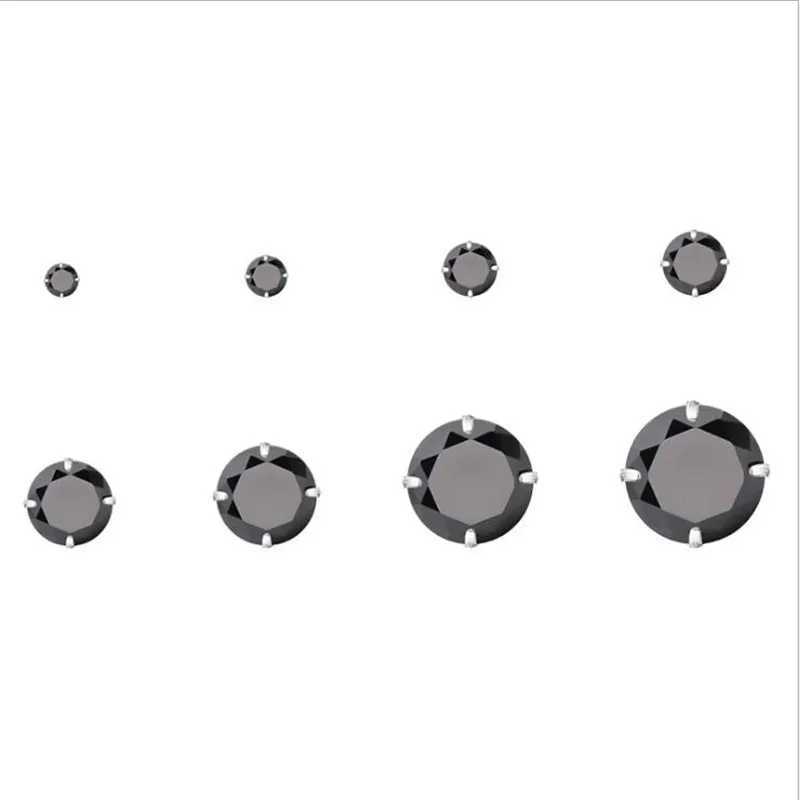 se039 316L Stainless Steel Screw Back Round Black AAA Zircon Stud Earrings 4 Colors Vacuum Plating No Fade Allergy 2mm to 8mm J251021