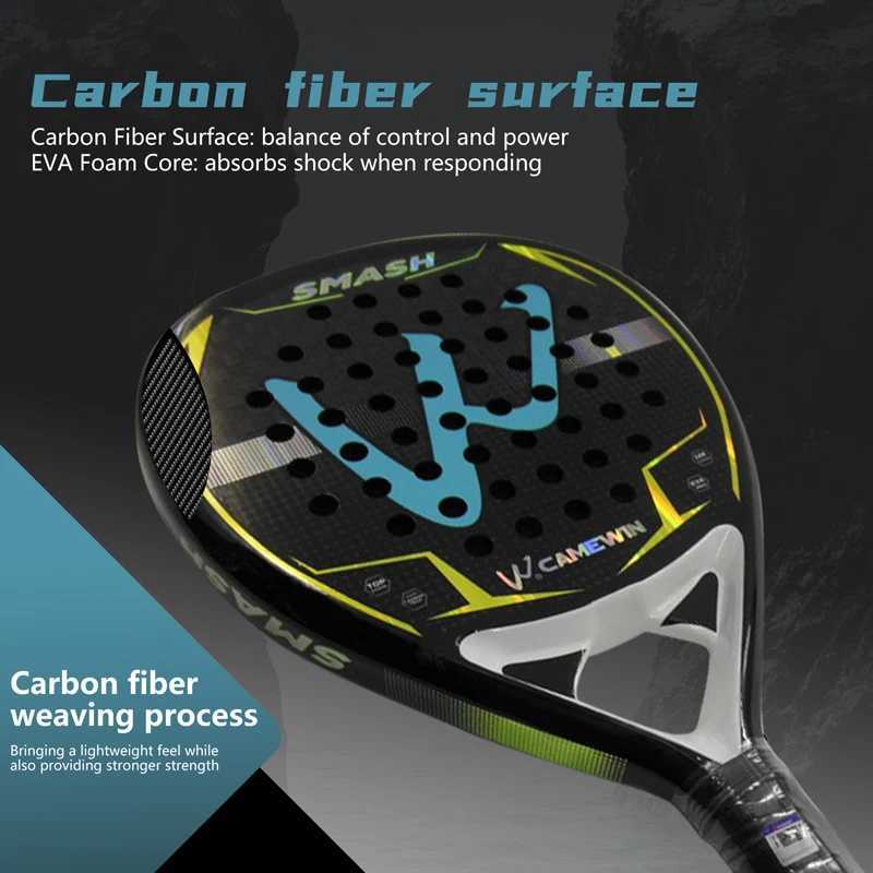 2K Carbon Fiber Padel Racket with EVA Memory Foam Cotton New Process Caged Tennis Racket Board Style Racket W251021