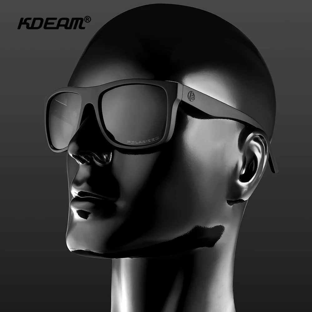KDEAM Polarized Sunglasses Men Sports Tridimensional Brand TR90 Square Sun Glasses All Black With Zipper Case KD0721 J251114