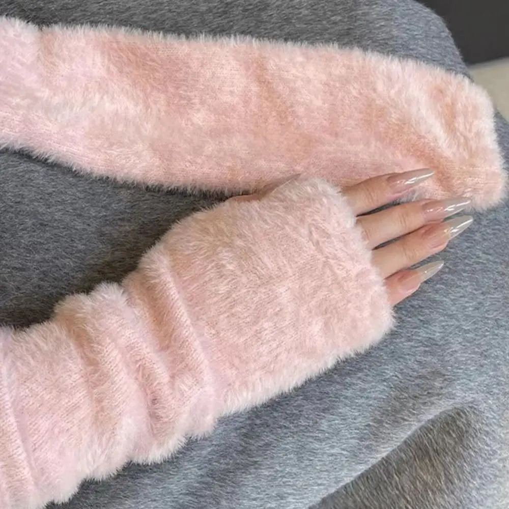 Goth Half Finger Arm Warm Gloves Arm Warmers Autumn Winter Knitted Fingerless Gloves Soft Long Wrist Gloves Outdoor 251020