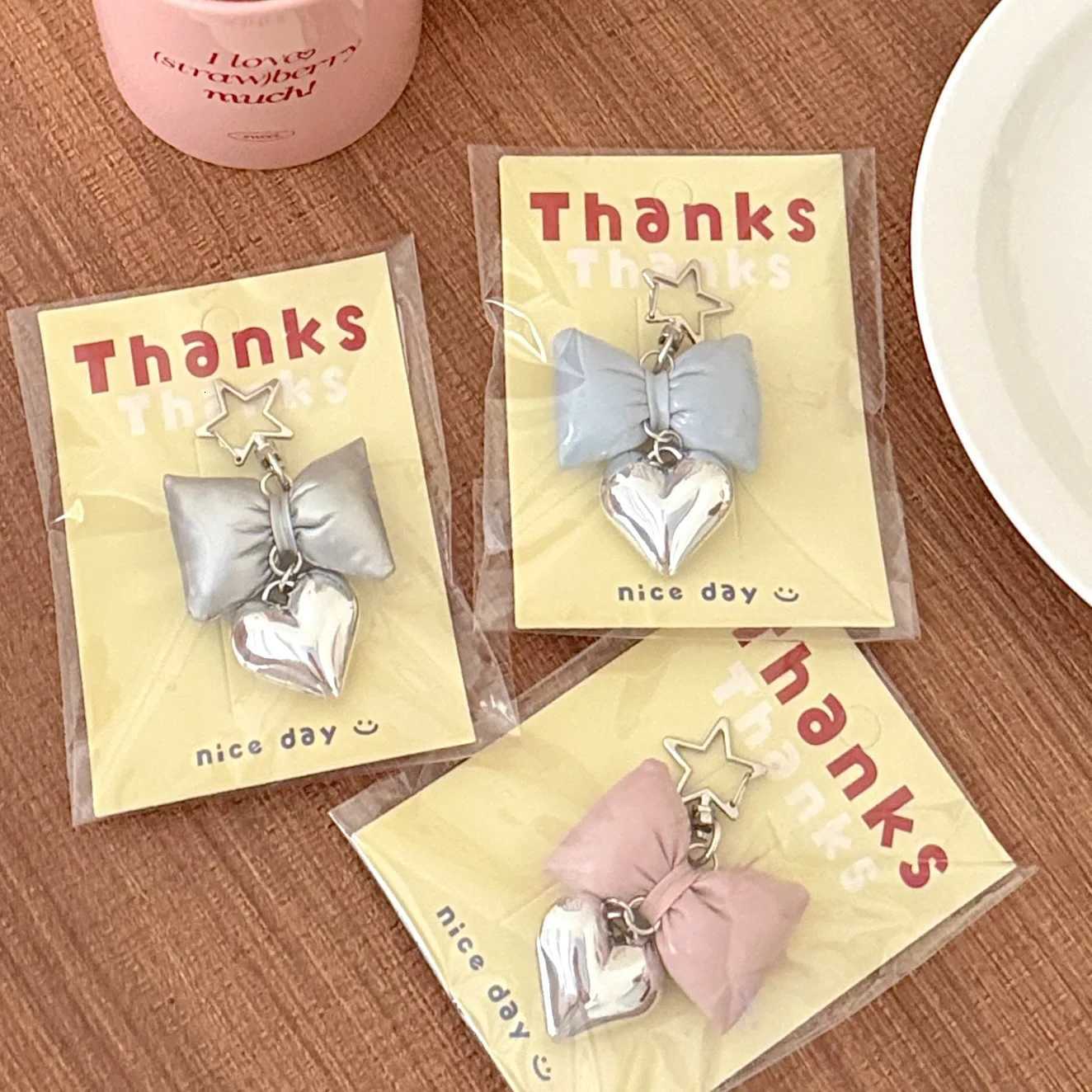 14 Pcs Lmitation Leather Bow Heart Pendant Bag Keychain Pendant Versatile Small Ornament W251021