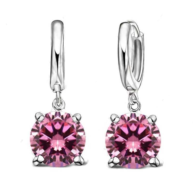 Real 925 Pure Sterling Silver Dangle Earrings CZ Crystal Big Round Earrings For Women Girls Gift Fashion Jewelry J251021