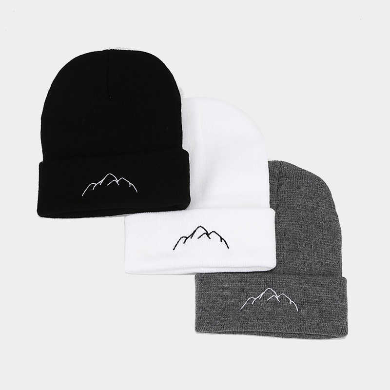 Mountain Peak Embroidery Pullover Hat Trendy Outdoor Fashion Personality Warm Cold Hat Unisex Hat H251020