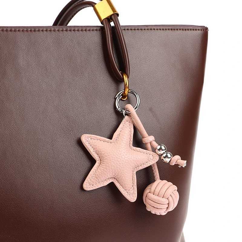 Fashion PU Leather Heart Star Keychain Womens Bag Charm Pendant Pentagram Car Keychain Handbag Hanging Decoration Couple Gift W251021