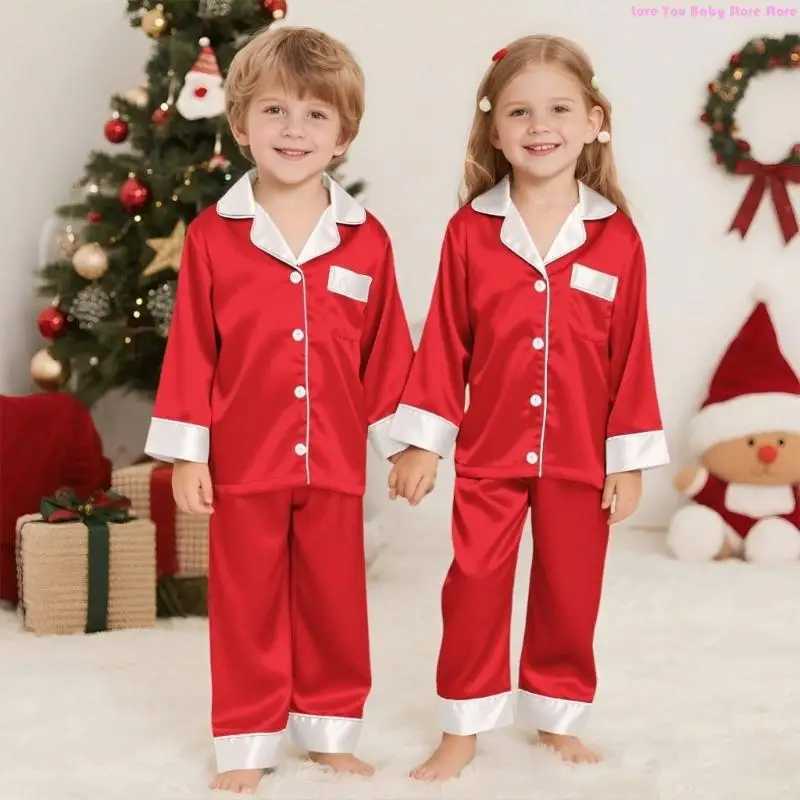 2025NEW Family Christmas Pajamas Matching Sets Silk Satin Casual Matching Set for Family 195F L251021Y5LU