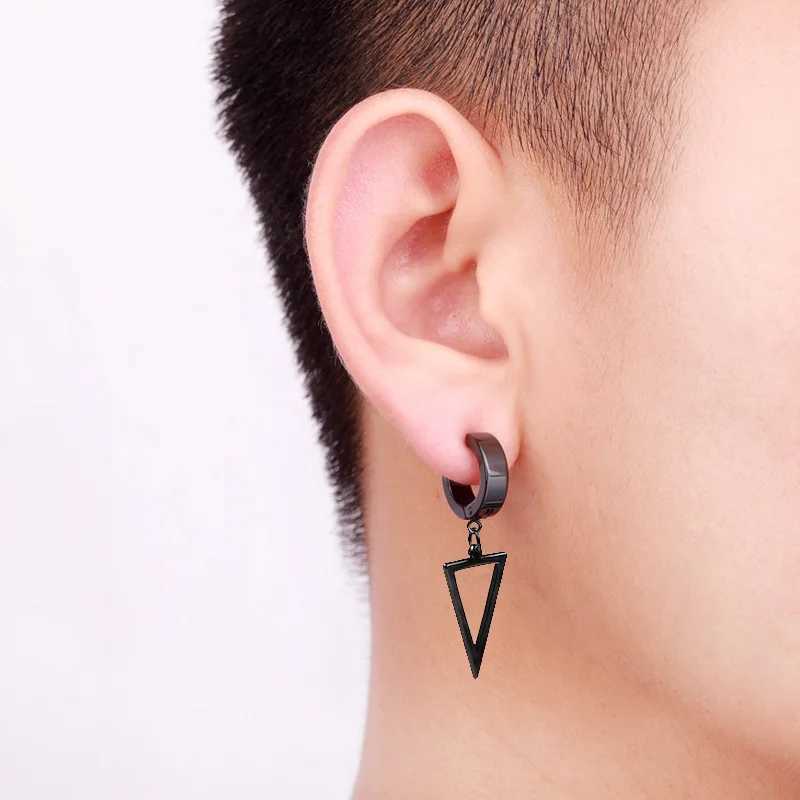1 Piece Black Gothic Non Pierced Painless Ear Clip Earrings For Women Men Stainless Steel Fake Earrings Punk Pop Jewelry J251021