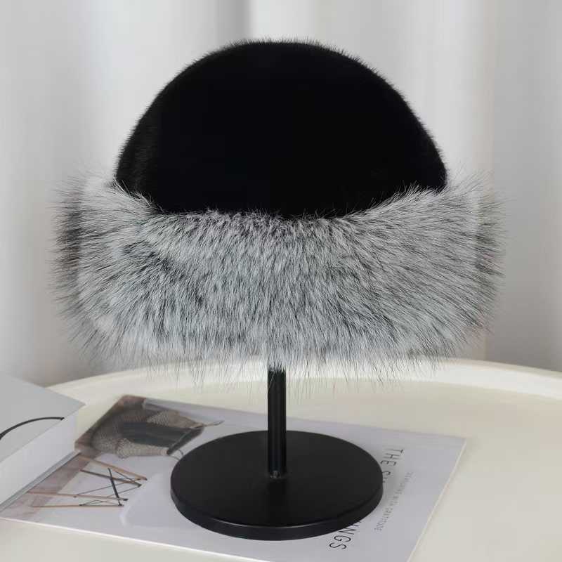 2025 New Label Hat for Women Autumn and Winter Fisherman Hat Warm Brimless Faux Mink Fur Plush H251020