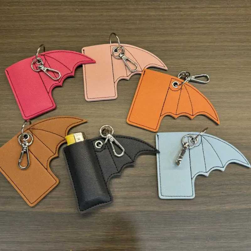 Bat Holder Lighter Case Keychain PU Leather Wing Design Punk Style Pendant Accessories Lighter Protective Leather Case W251021