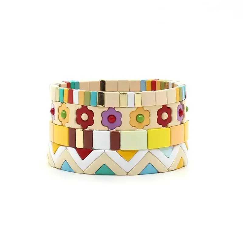 DIY Macaron Color Matching Fashion Ladies Enamel Bracelet Stacking Set Rainbow Painting Oil Colorful Charm Bracelet Jewelry J251021